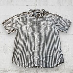 THE NORTH FACE Striped Short Sleeve Shirt Men's Sz XL Snap Button Outdoors Retro